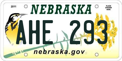 NE license plate AHE293
