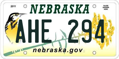 NE license plate AHE294