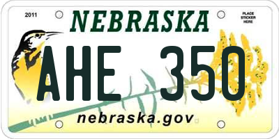 NE license plate AHE350