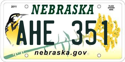NE license plate AHE351
