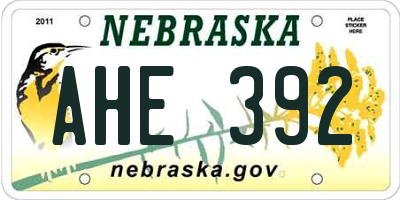 NE license plate AHE392