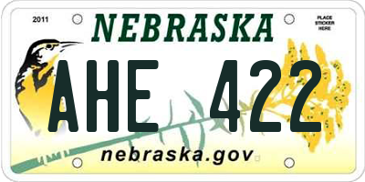 NE license plate AHE422