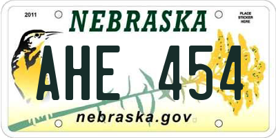 NE license plate AHE454