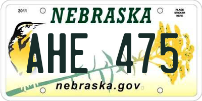 NE license plate AHE475