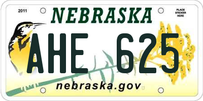 NE license plate AHE625