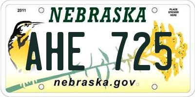 NE license plate AHE725