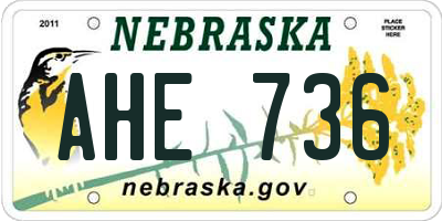 NE license plate AHE736