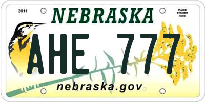 NE license plate AHE777