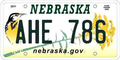 NE license plate AHE786