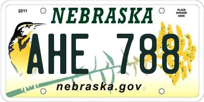 NE license plate AHE788
