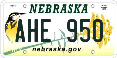 NE license plate AHE950