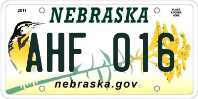 NE license plate AHF016