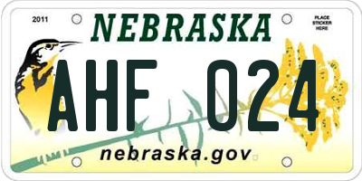 NE license plate AHF024