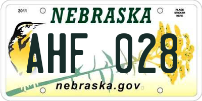 NE license plate AHF028