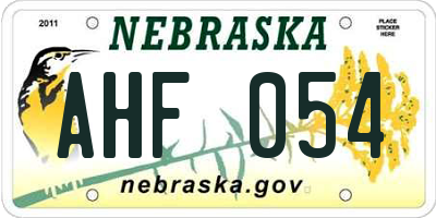 NE license plate AHF054