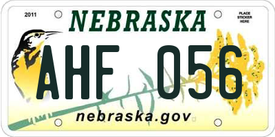 NE license plate AHF056