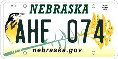 NE license plate AHF074
