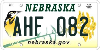 NE license plate AHF082