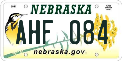 NE license plate AHF084
