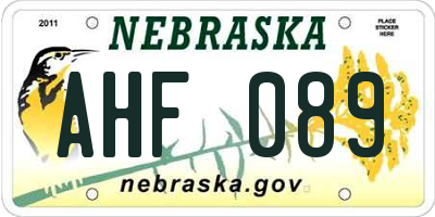 NE license plate AHF089