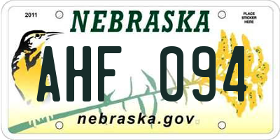 NE license plate AHF094