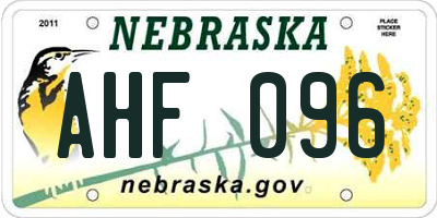NE license plate AHF096