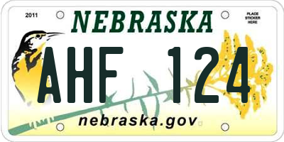 NE license plate AHF124