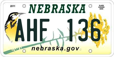 NE license plate AHF136