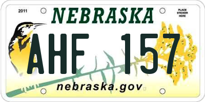 NE license plate AHF157