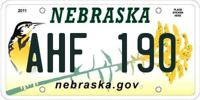 NE license plate AHF190