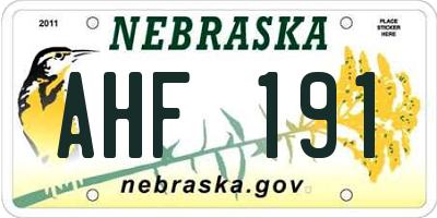 NE license plate AHF191