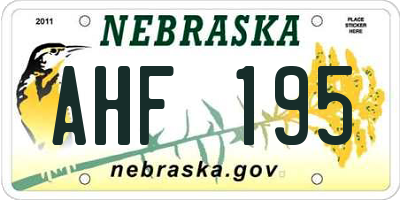NE license plate AHF195