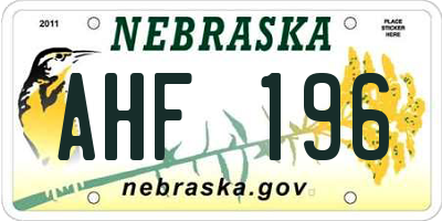 NE license plate AHF196