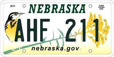 NE license plate AHF211