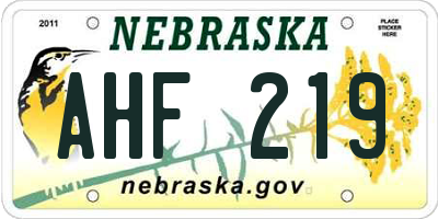 NE license plate AHF219