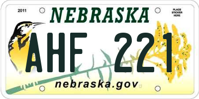 NE license plate AHF221