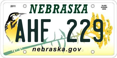 NE license plate AHF229