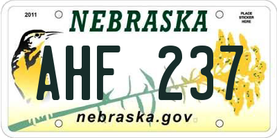 NE license plate AHF237