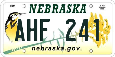NE license plate AHF241