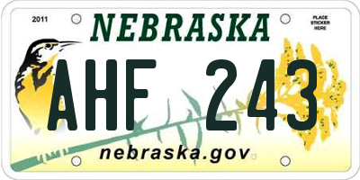 NE license plate AHF243