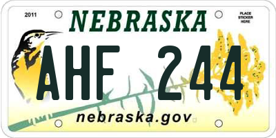 NE license plate AHF244