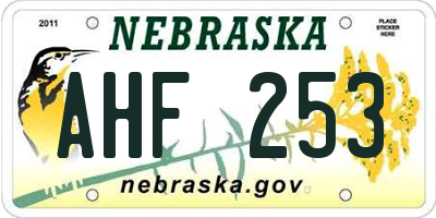 NE license plate AHF253