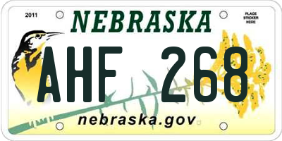 NE license plate AHF268
