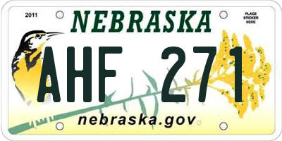 NE license plate AHF271