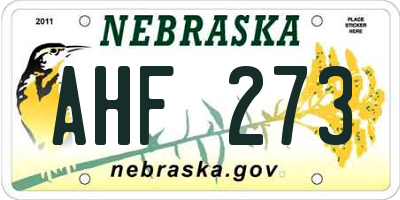 NE license plate AHF273