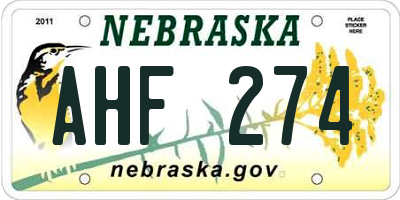 NE license plate AHF274