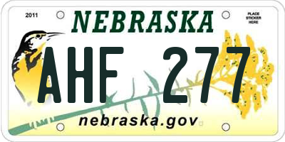 NE license plate AHF277