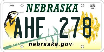 NE license plate AHF278