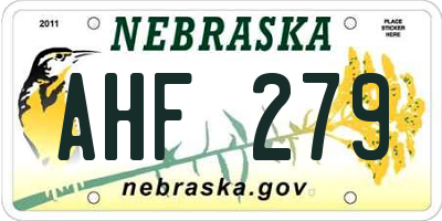 NE license plate AHF279