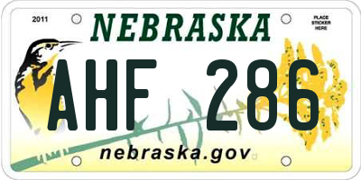 NE license plate AHF286